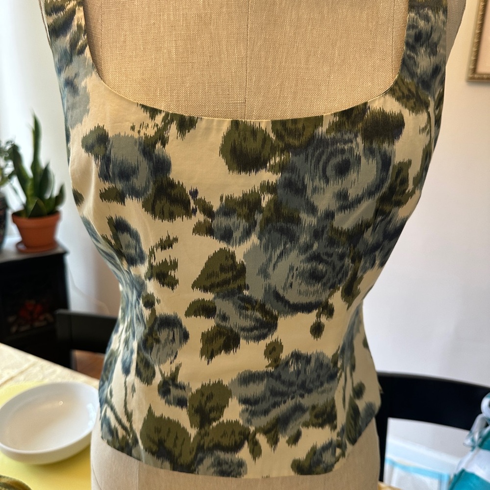 J. Crew Green and Blue Floral Tank Top